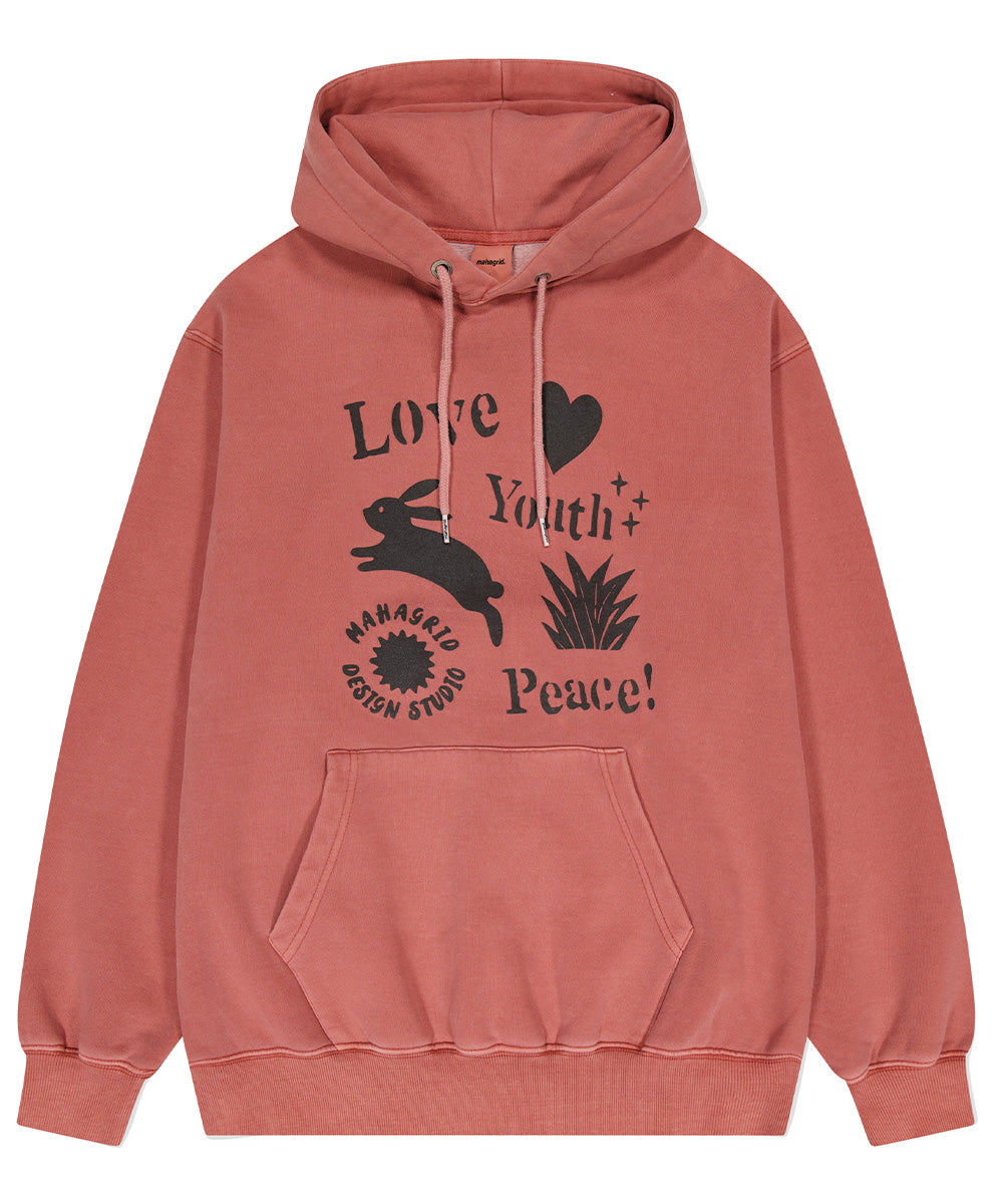 MAHAGRID L.Y.P. PIGMENT HOODIE[RED]
