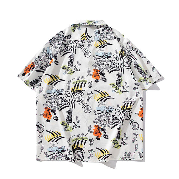 Gababa Unisex Travel Look Hawaiian Collar Short Sleeve Shirt G74793