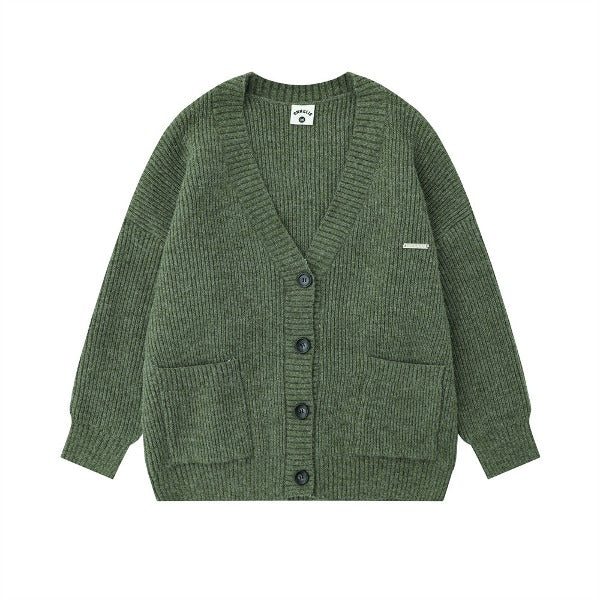 Gababa Unisex Daily V-neck Knit Cardigan G78354 (Plus Size S ~ XL)