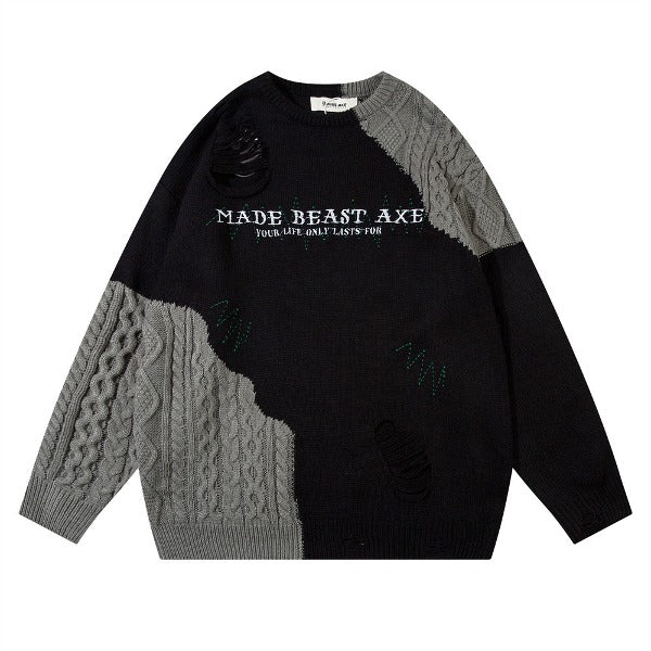 Gababa [Order Frenzy] Unisex Unique Vintage-Style Long-Sleeve Knit G78094 (Big Size M ~ 2XL)