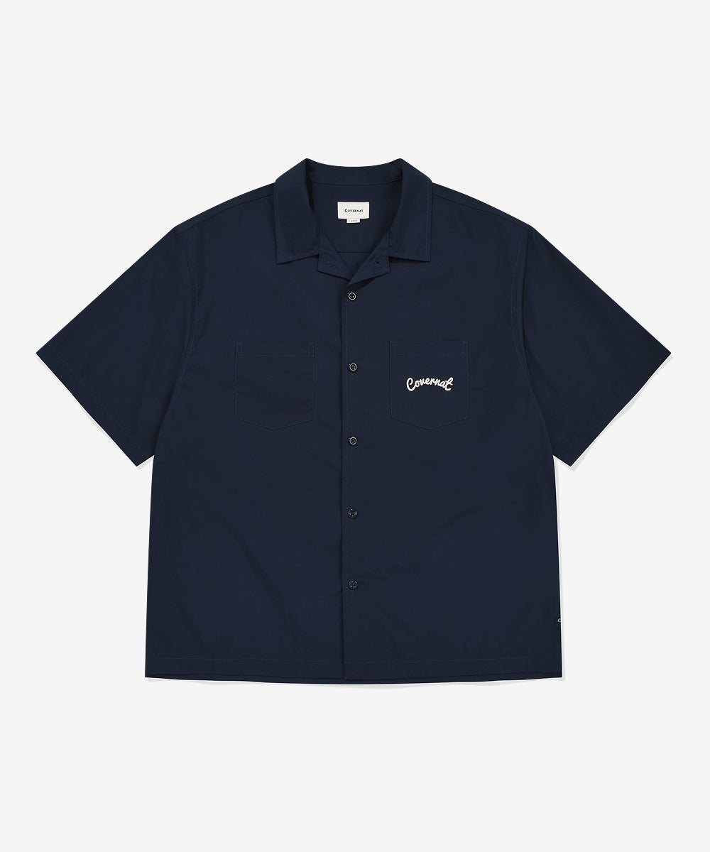 Covernat [Subin worn] Palm Tree Graphic Half Shirt Navy
