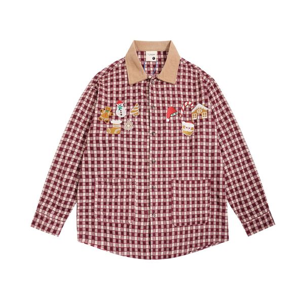 Gababa (Special Offer) Unisex Christmas Point Overfit Collar Long Sleeve Shirt G74891