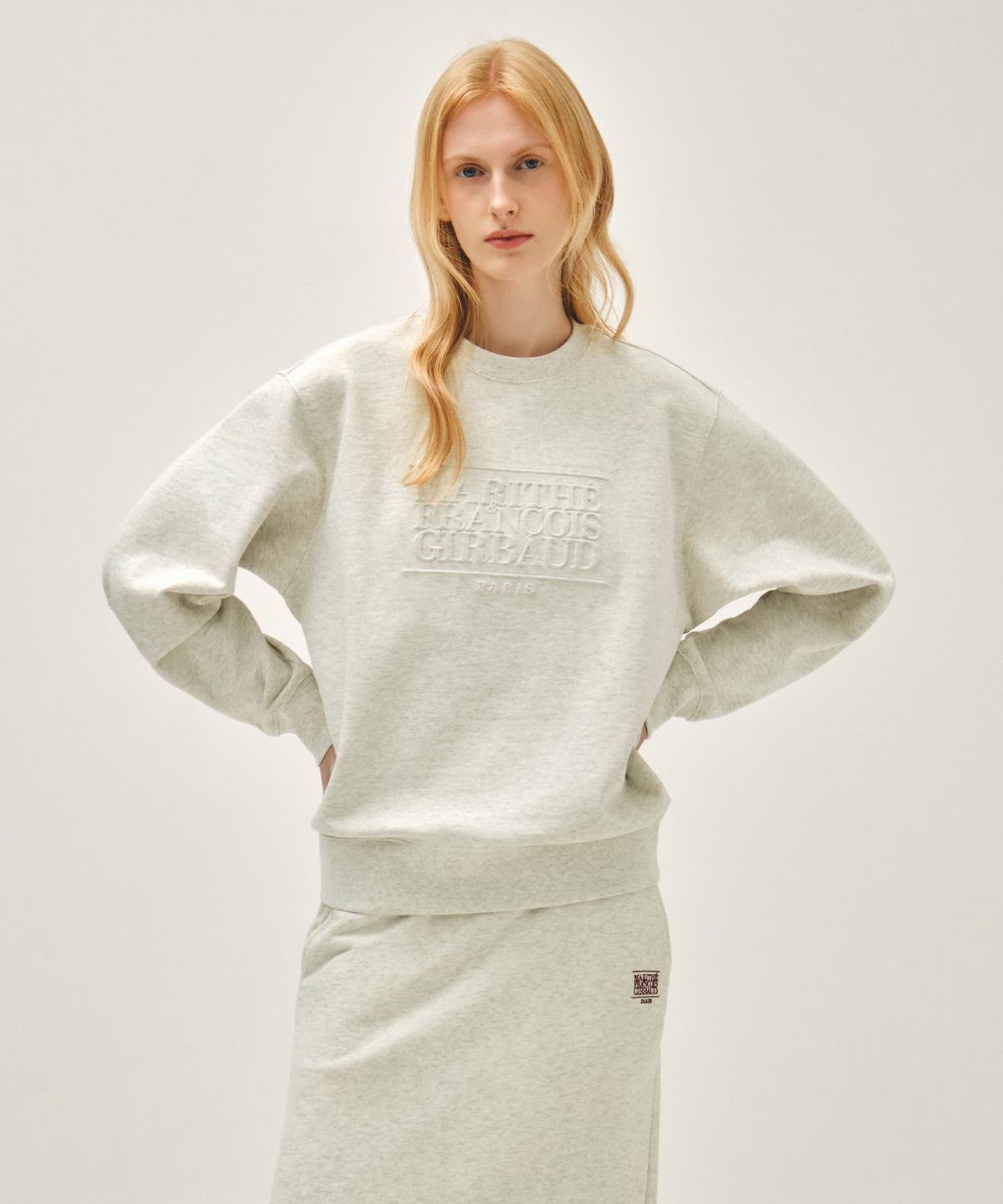MARITHE EMBO CLASSIC LOGO SWEATSHIRT oatmeal