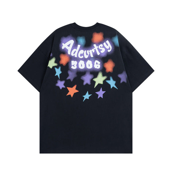 Gababa Unisex Colorful Star Print Short-Sleeve T-shirt G77094 (Plus Size S~XL)