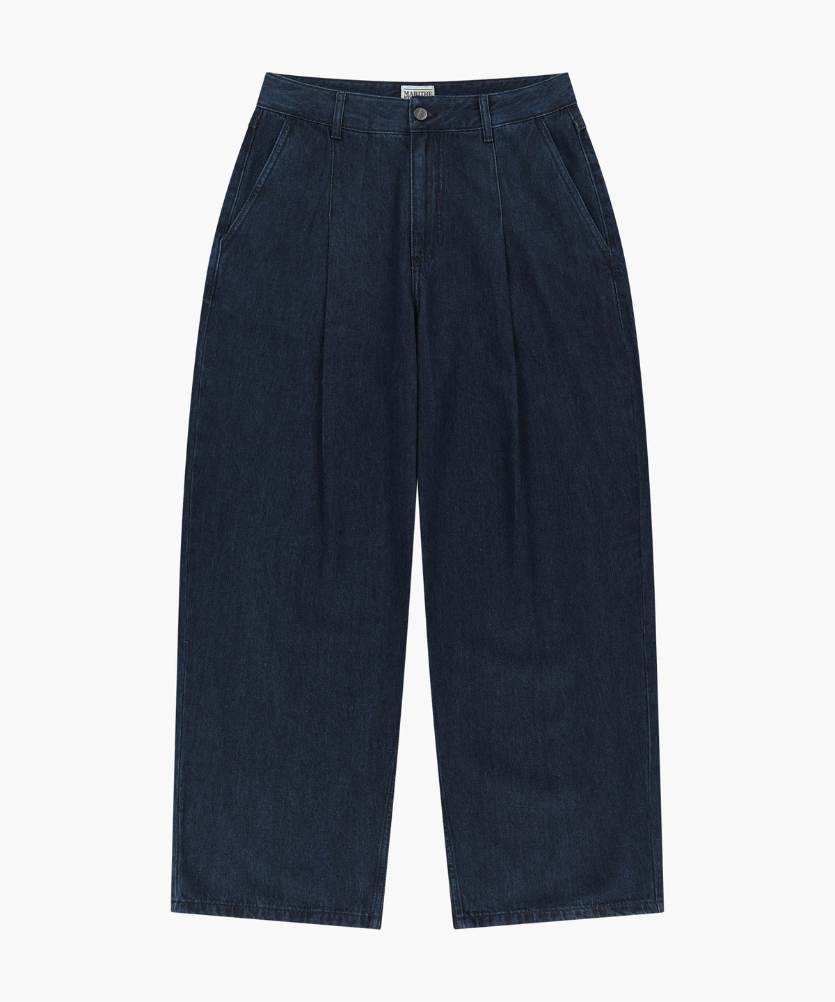 MARITHE M WIDE FIT TUCK DENIM PANTS indigo