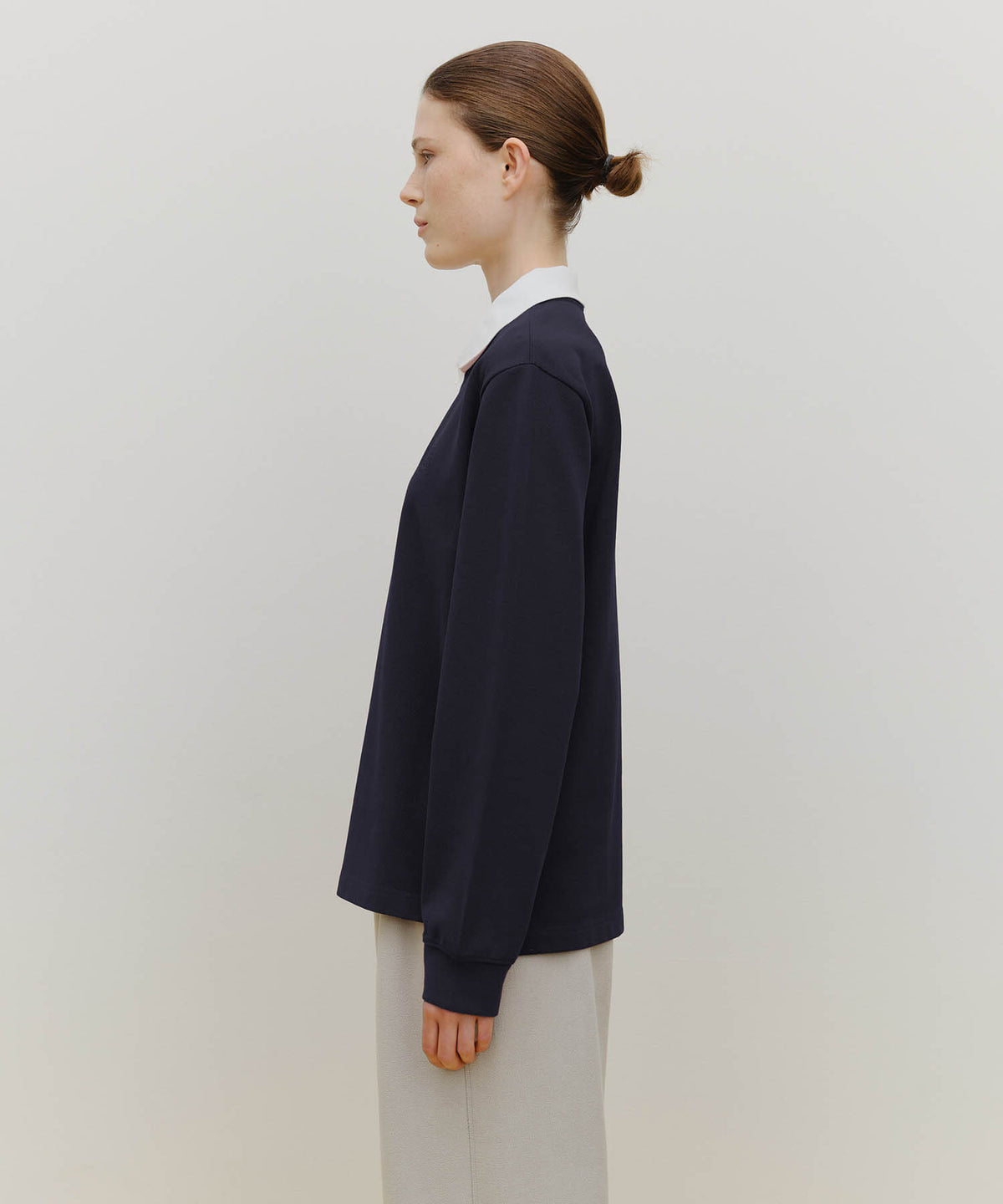 MARITHE SPORT COLLAR LONG SLEEVE navy
