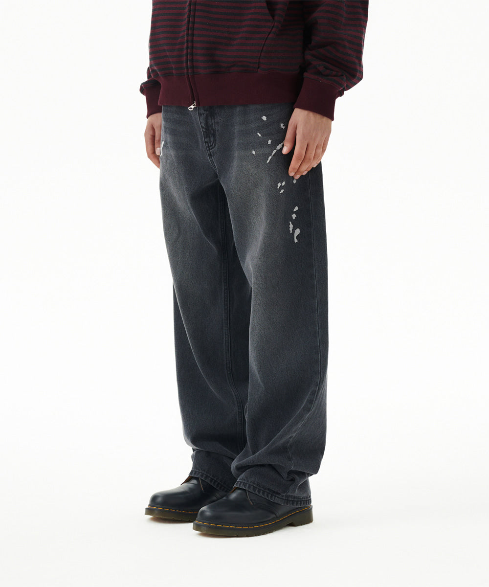 MAHAGRID EM SPLATTER DENIM PANT [BLACK]