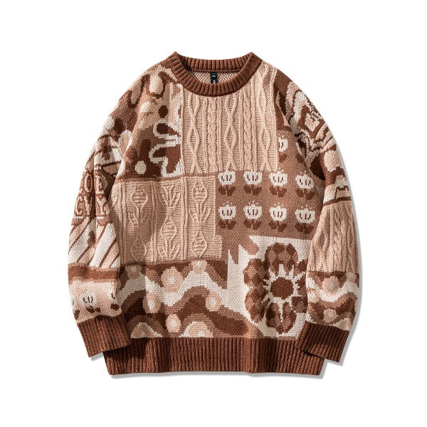 Gababa [Order Frenzy] Unisex Twisted-Style Flower Long-Sleeve Sweater G77294