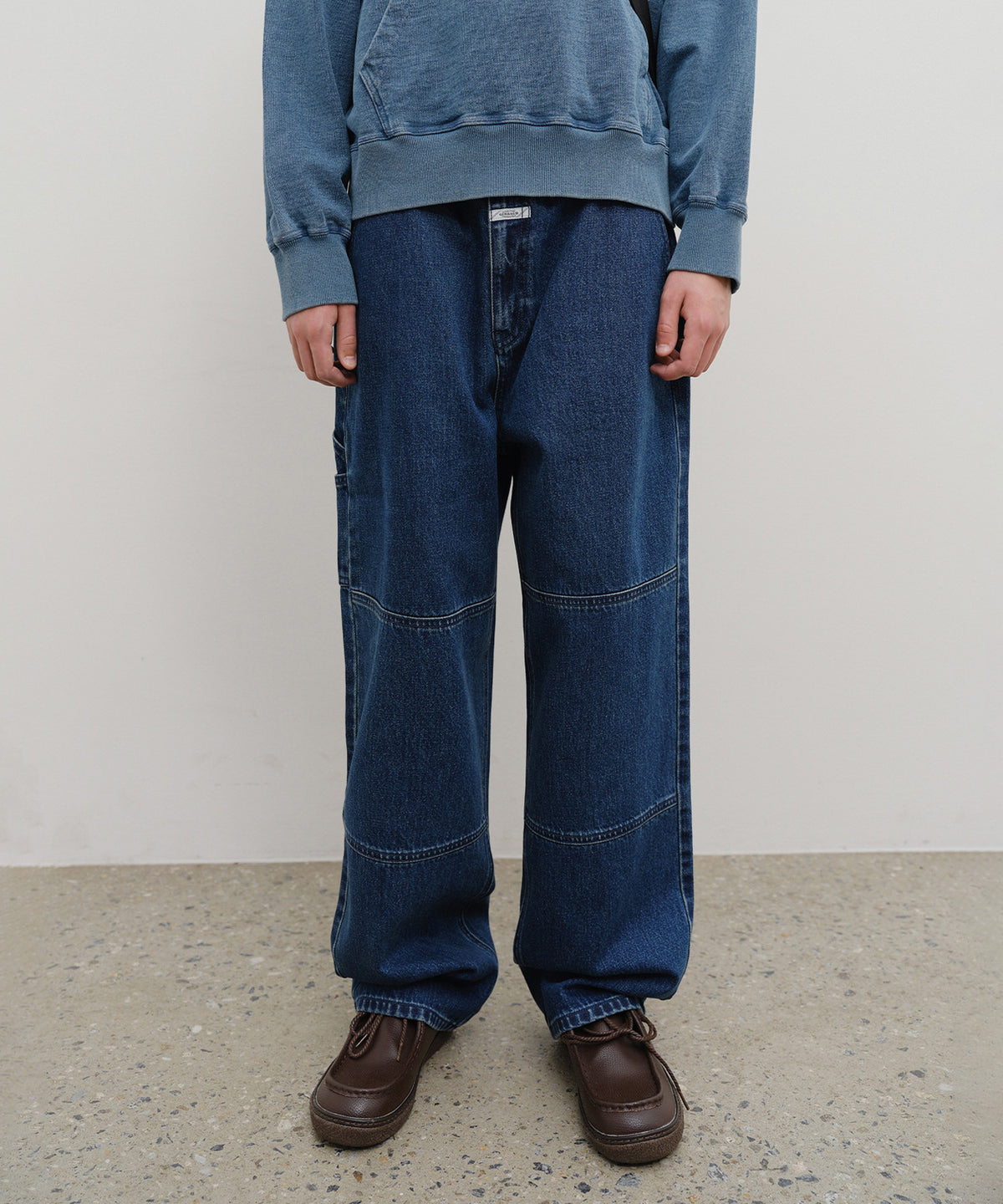 MARITHE M DOUBLE KNEE CARPENTER DENIM PANTS dark blue