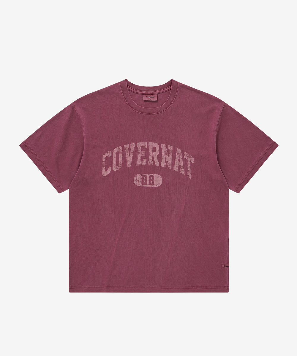 Covernat Crack Arch Logo Dyeed T-shirt Magenta
