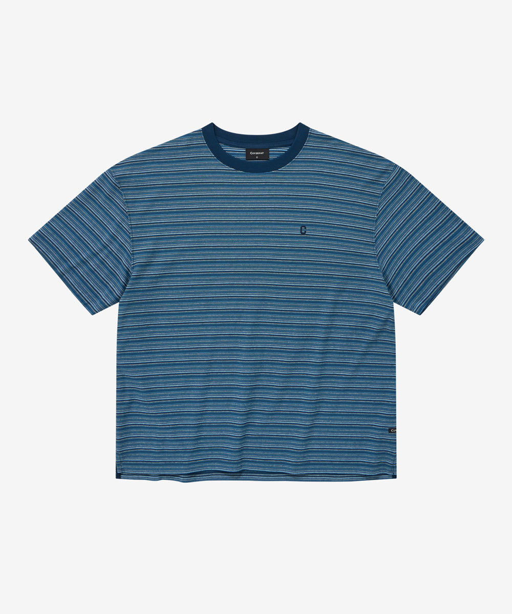 Covernat [Subin worn] Multi Stripe T-Shirt Blue