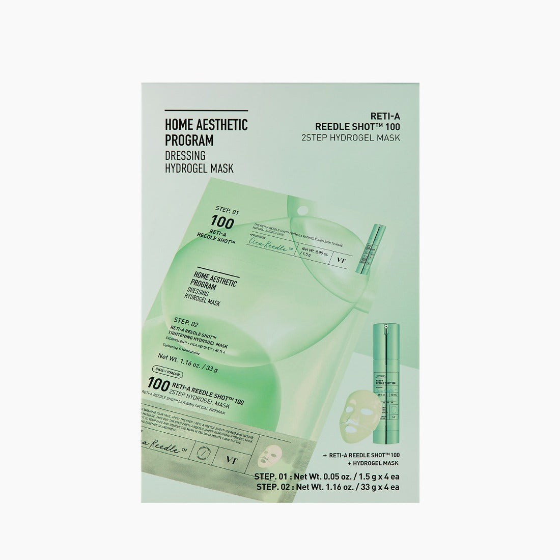 VT Cosmetics Reti-A Riddle Shot 100 2-Step Hydrogel Mask, 4 Pack