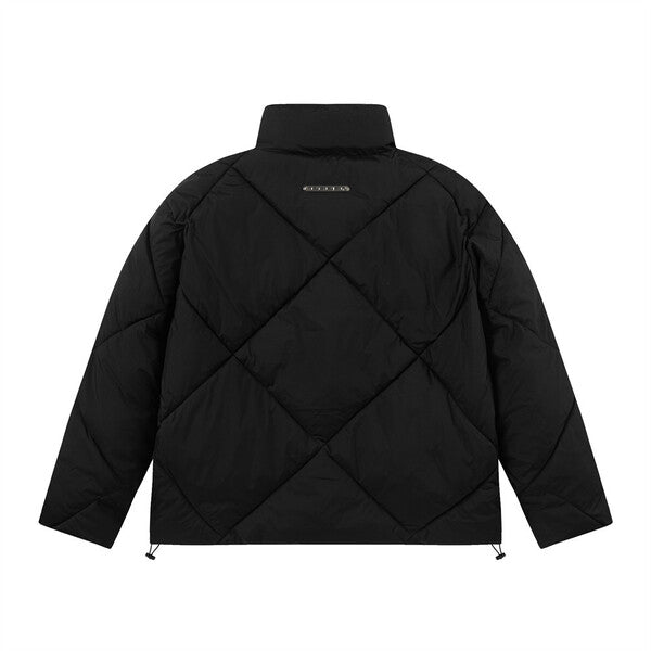Gababa Unisex Simple Logo and Grid Pattern Point Puffer Jacket G78078 (Plus Size M ~ 2XL)
