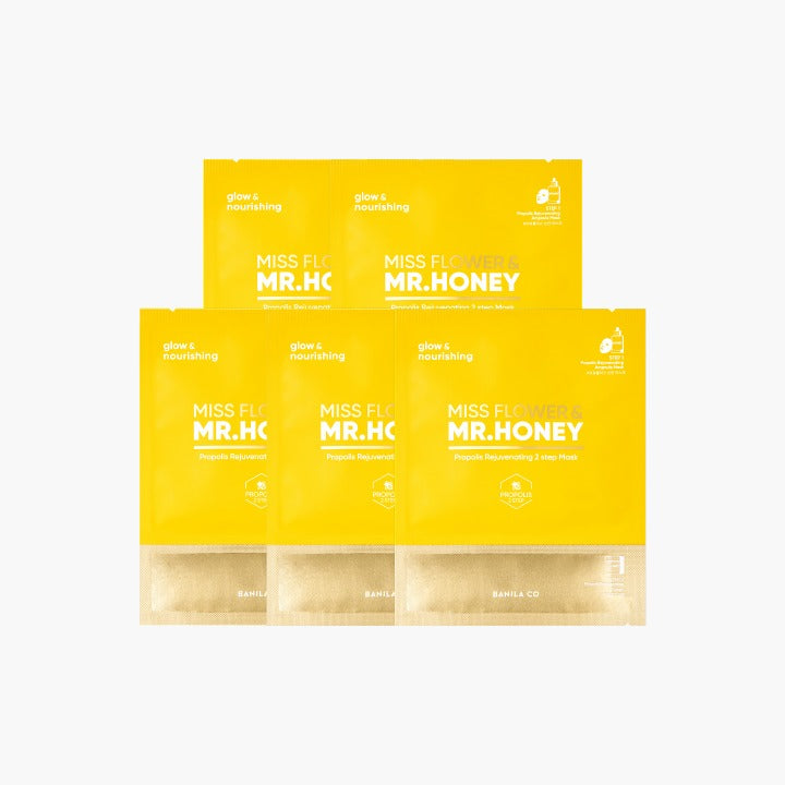 BANILA CO Miss Flower & Mr. Honey Propolis Rejuvenating 2-Step Mask, 5pcs