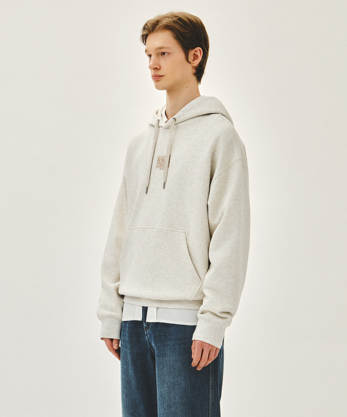MARITHE SMALL CLASSIC LOGO HOODIE oatmeal