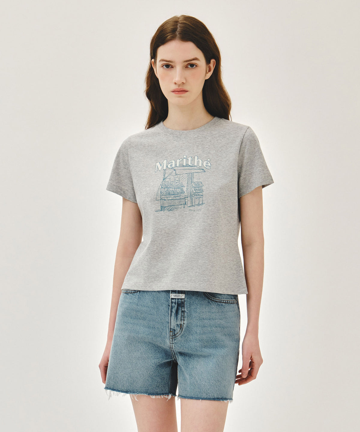 MARITHE [REGEN] W FRENCH FRUIT SHOP GRAPHIC TEE heather gray