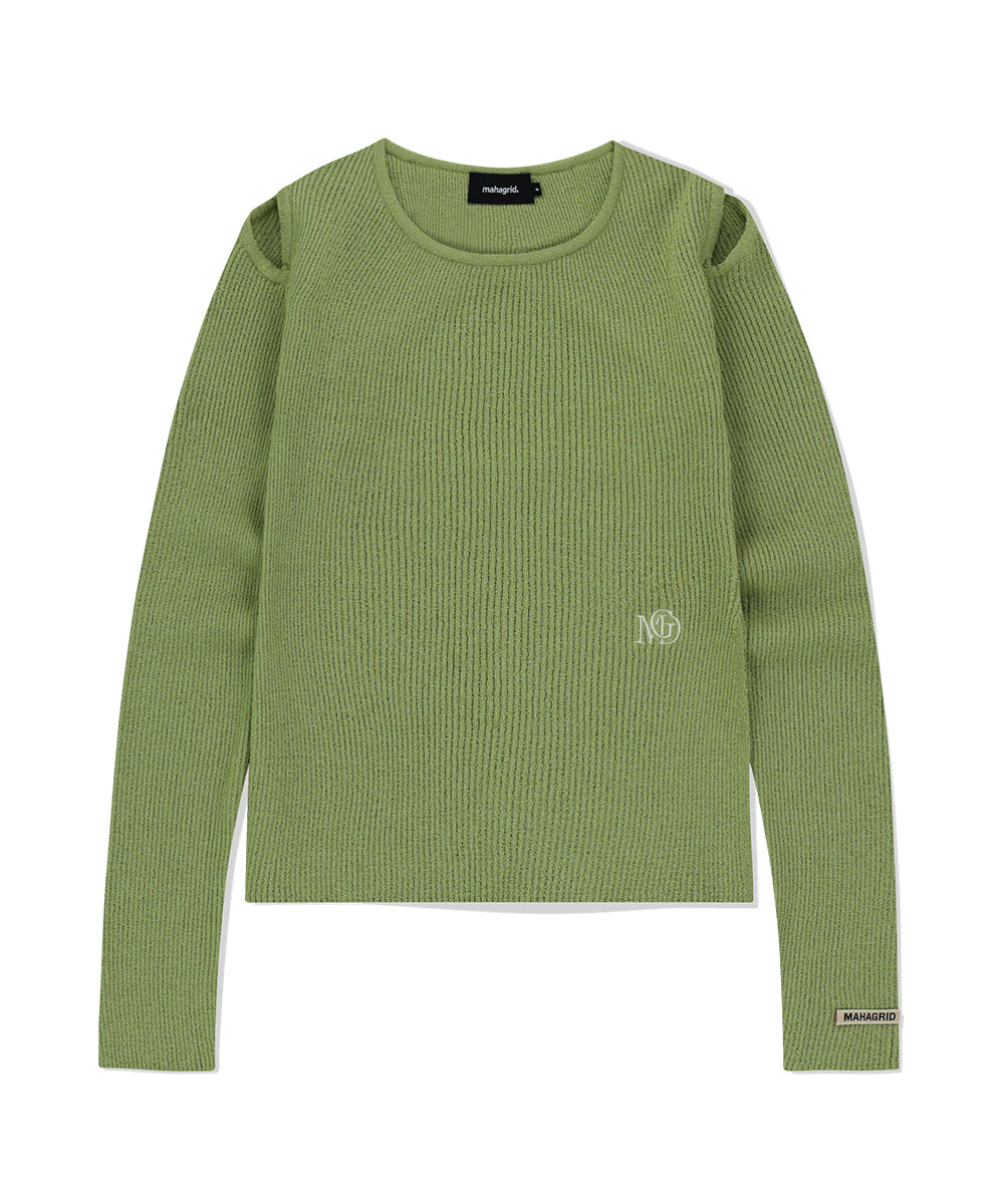 MAHAGRID CUT OFF LS KNIT [LIGHT GREEN]
