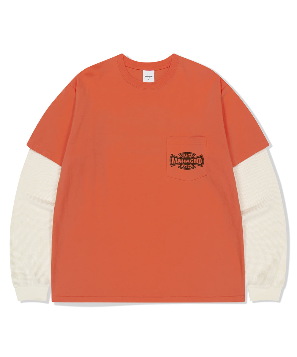 MAHAGRID CROSS LOGO THERMAL LS TEE [ORANGE]