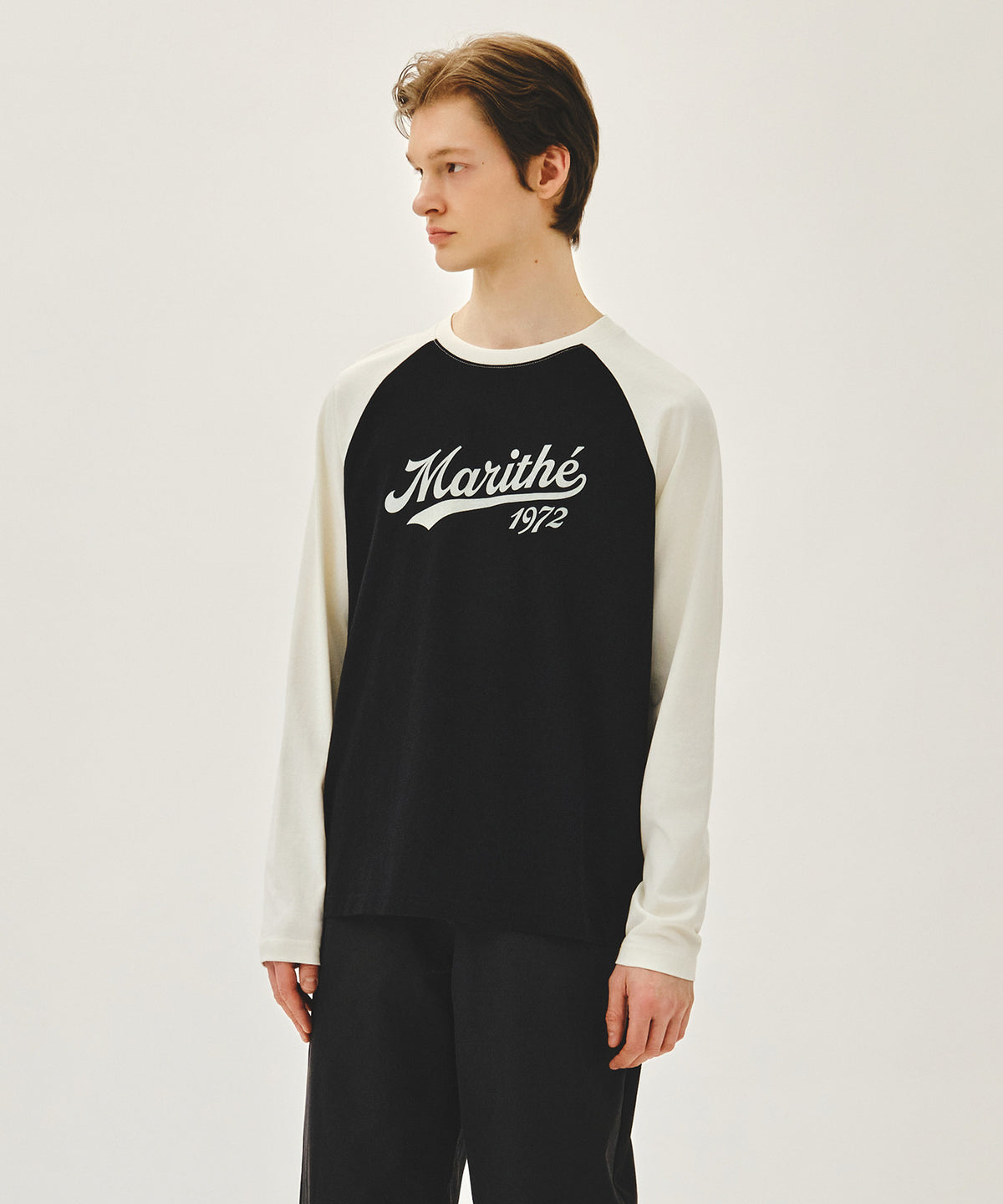 MARITHE SLEEVE CONTRAST LONG SLEEVE TEE ivory
