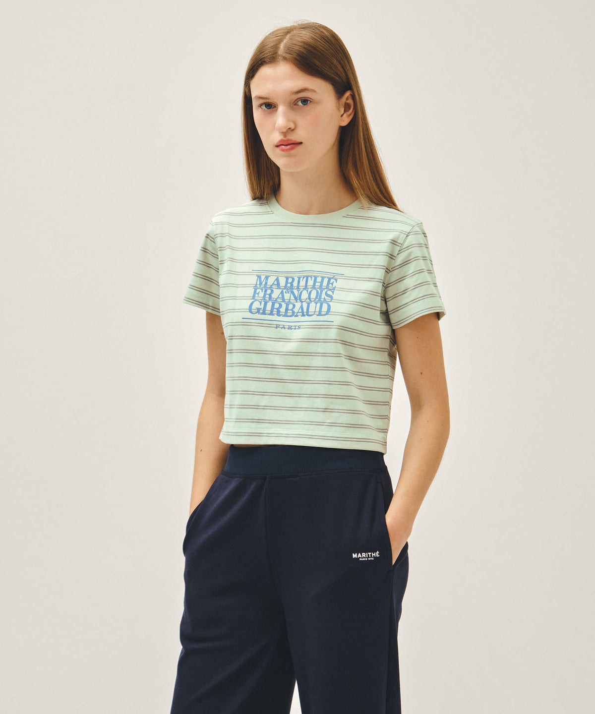 MARITHE W CLASSIC LOGO CROP TEE light mint