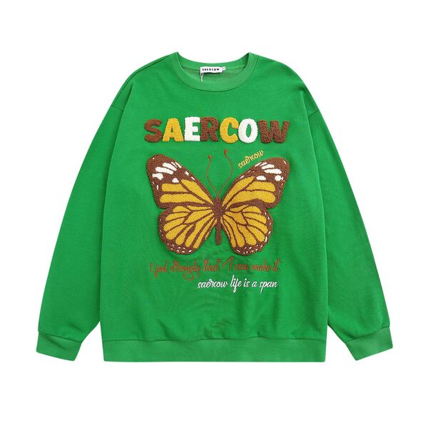 Gababa Unisex Butterfly Print Oversized Long Sleeve T-shirt G77430 (Plus Size S~XL)