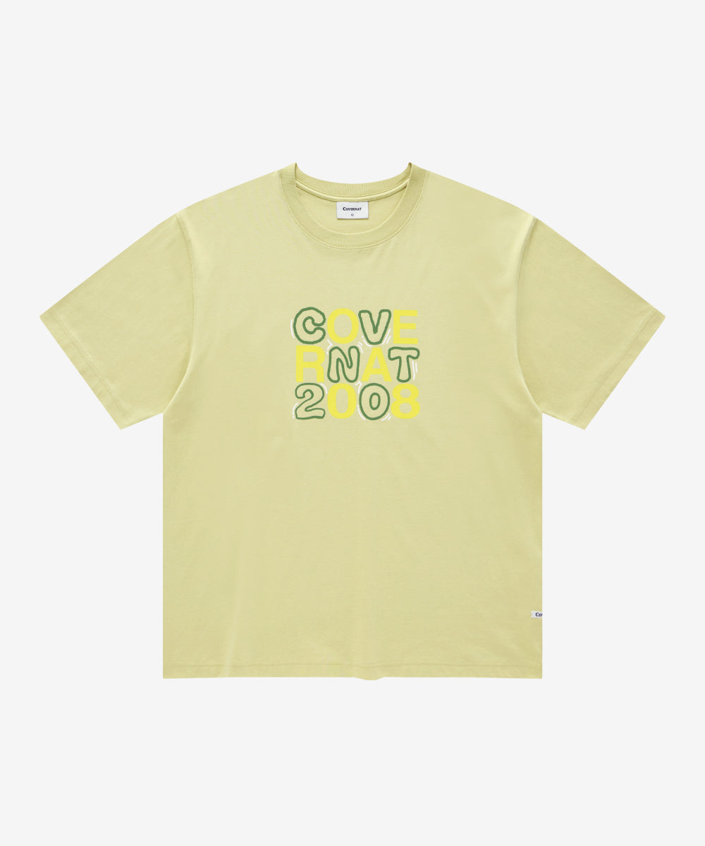 Covernat Typography Grid Graphic T-shirt Dusty Yellow