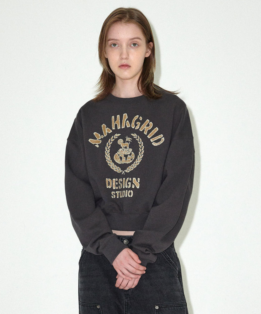 MAHAGRID VINTAGE COLLEGE CROP SWEATSHIRT [CHARCOAL]