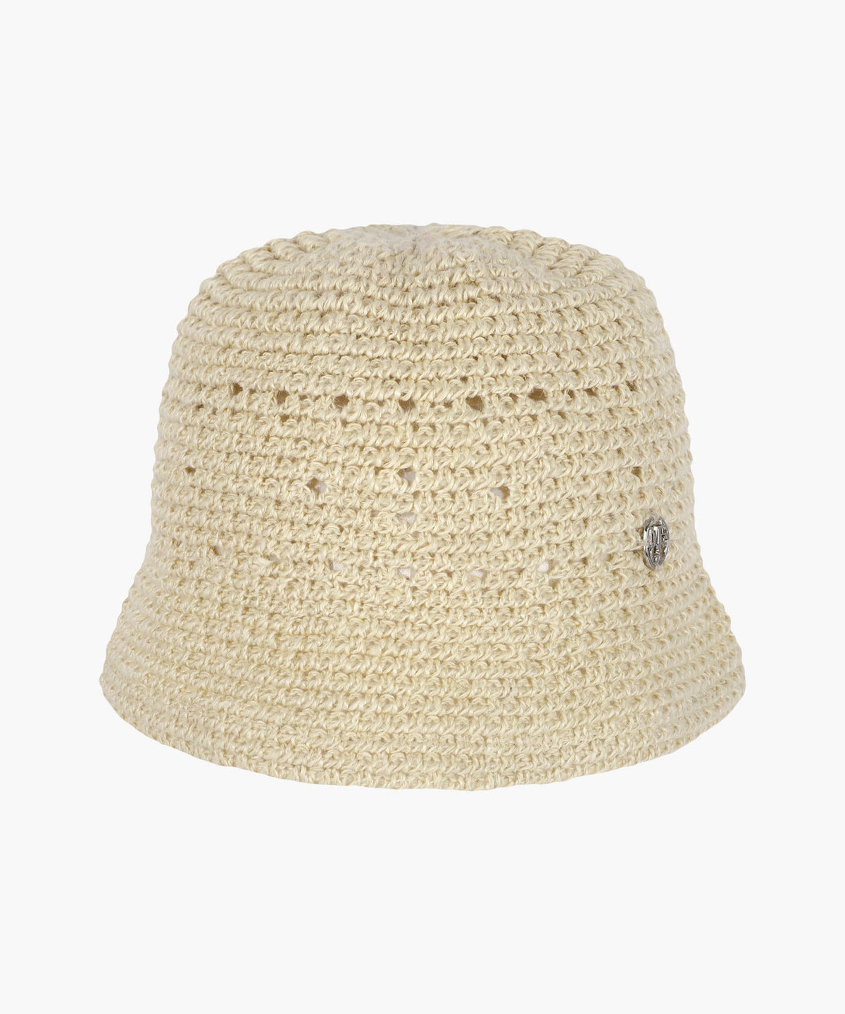 MARITHE CIRCLE LOGO CROCHET BUCKET HAT light beige