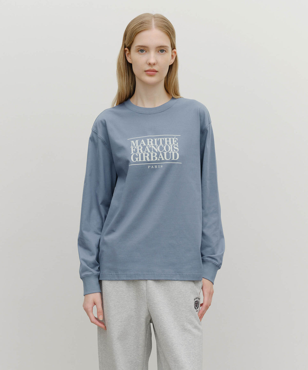 MARITHE CLASSIC LOGO LONG SLEEVE ash blue