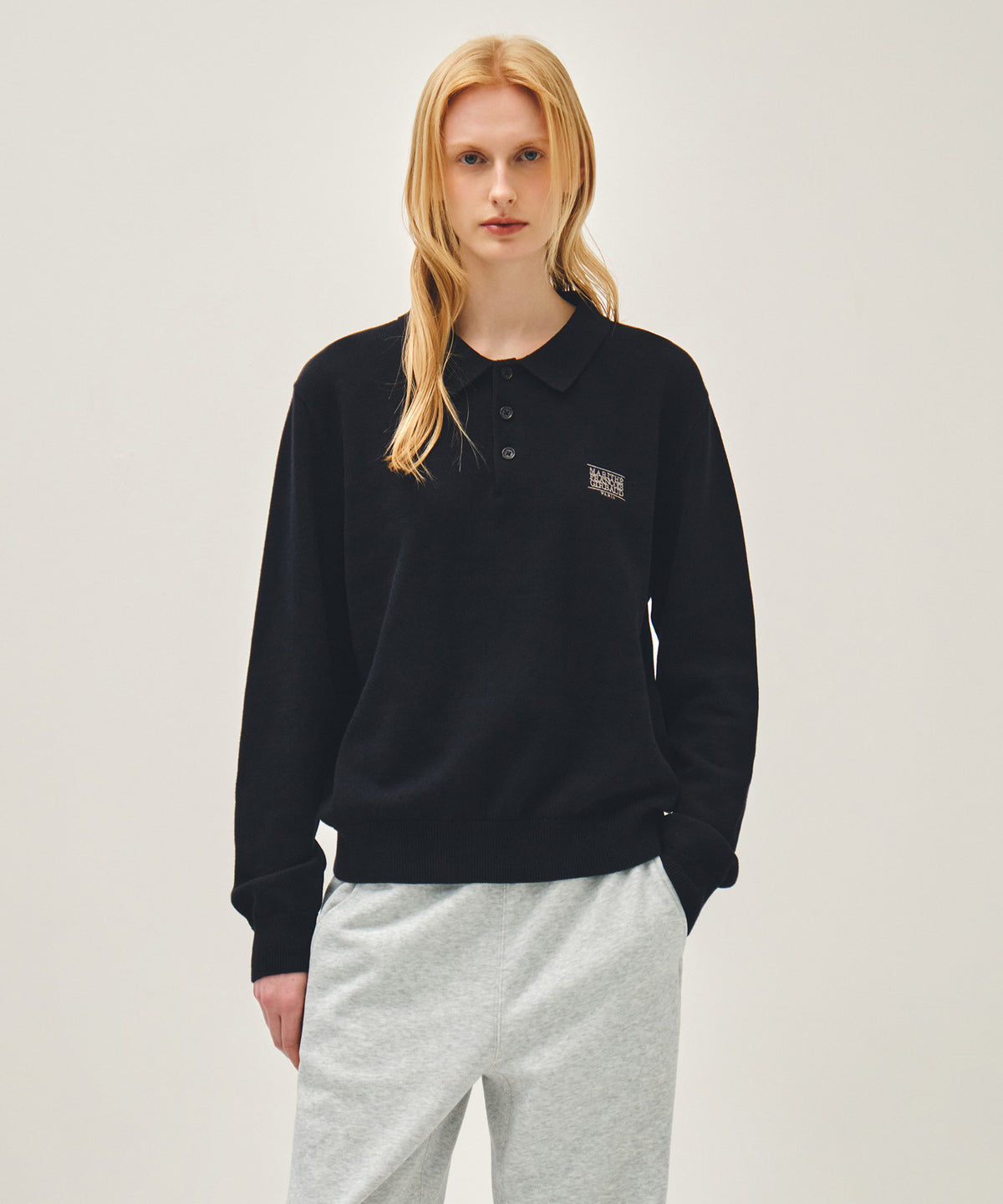 MARITHE SMALL CLASSIC LOGO COLLAR KNIT dark navy