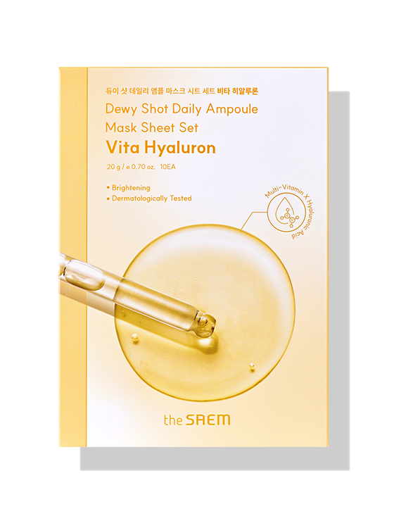 The Saem Dewy Shot Daily Ampoule Mask Sheet Vita Hyaluron (10 sheets)